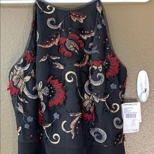 *NWT* Gold embroidered black gown size 6